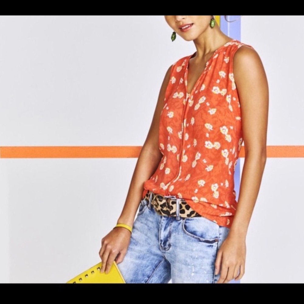 CAbi Vital Floral Print Top  EUC  #5550  Sz. SMALL